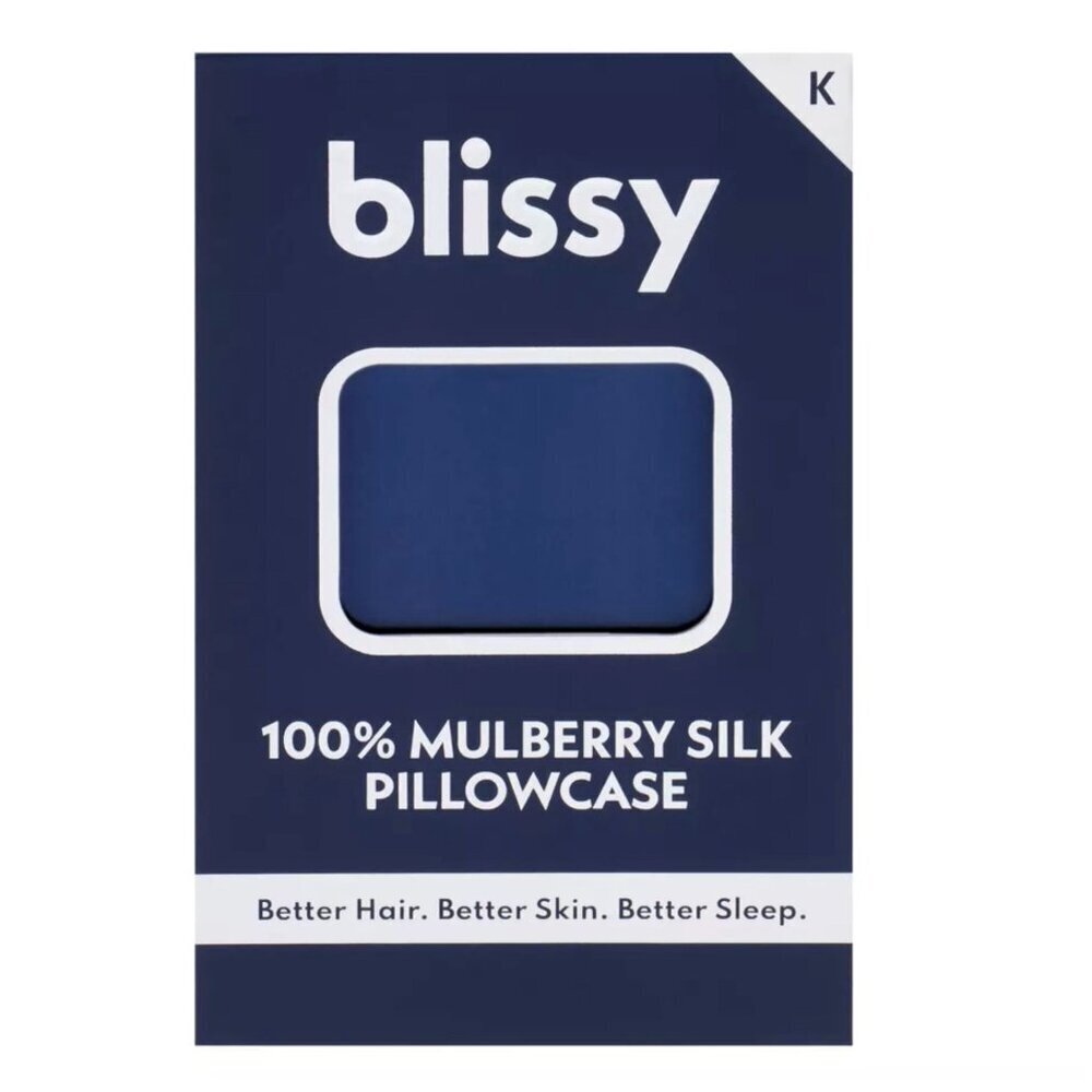Blissy King 600 Thread Count Silk Pillowcase Navy Blue OR Blush Pink 20" x 36" - Picture 4 of 16